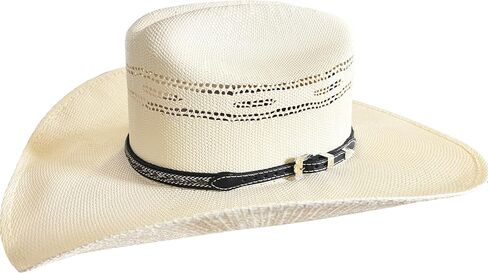 Black Horsehair Hatband with Leather Tabs, Contrast Stitch, Two-Tone Buckle - Western Cowboy Hat Bands for Men & Women, Perfect Cowboy Accessories in Saudi Arabia