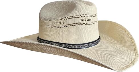 Black Horsehair Hatband with Leather Tabs, Contrast Stitch, Two-Tone Buckle - Western Cowboy Hat Bands for Men & Women, Perfect Cowboy Accessories in Saudi Arabia