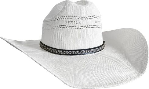 Black Horsehair Hatband with Leather Tabs, Contrast Stitch, Two-Tone Buckle - Western Cowboy Hat Bands for Men & Women, Perfect Cowboy Accessories in Saudi Arabia
