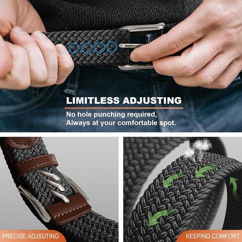 Men's Golf Belt 2 Pack - 1 3/8" Braided Stretch Elastic Web Belt, Gift Boxed for Casual Jeans, Sports & Work in Saudi Arabia