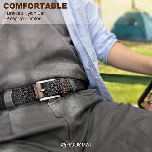 Men's Golf Belt 2 Pack - 1 3/8" Braided Stretch Elastic Web Belt, Gift Boxed for Casual Jeans, Sports & Work in Saudi Arabia