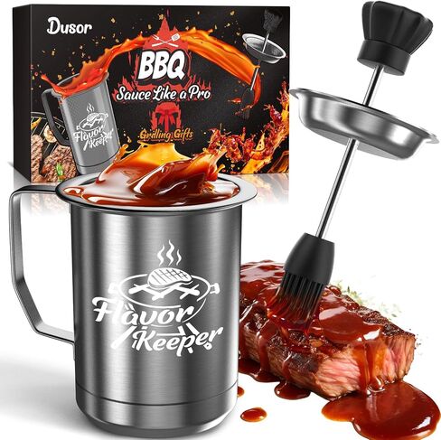 Dusor Gifts for Him Men Women BBQ Sauce Pot and Basting Brush Set, Father Day Gifts from Daughter Son Kitchen Gadgets, Grilling Gift for Men, Cooking Grilling Accessories Gift for Dad Husband in Saudi Arabia