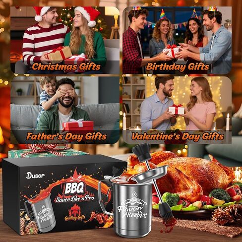 Dusor Gifts for Him Men Women BBQ Sauce Pot and Basting Brush Set, Father Day Gifts from Daughter Son Kitchen Gadgets, Grilling Gift for Men, Cooking Grilling Accessories Gift for Dad Husband in Saudi Arabia
