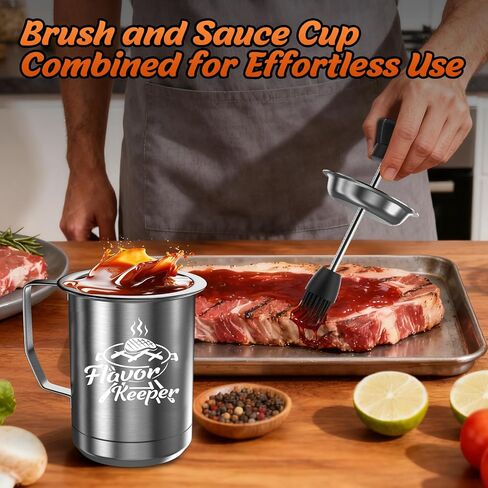 Dusor Gifts for Him Men Women BBQ Sauce Pot and Basting Brush Set, Father Day Gifts from Daughter Son Kitchen Gadgets, Grilling Gift for Men, Cooking Grilling Accessories Gift for Dad Husband in Saudi Arabia