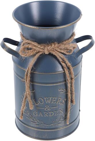 Cabilock Vintage Galvanized Metal Milk Pot Vase with Handles Rustic Flower Bucket for Dried Flowers Succulents Home Decor 7.5 Inch in Saudi Arabia