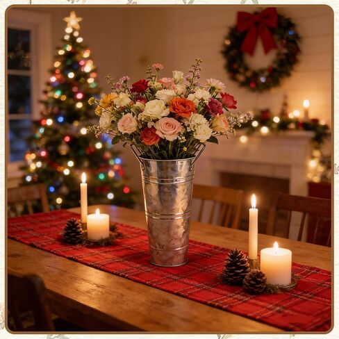 8 PCS 10in Galvanized Buckets Vintage Flower Buckets Flower Bar Supplies Rustic Farmhouse Suitable for Centerpieces Flower Shops Weddings Birthday Parties in Saudi Arabia