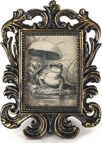 Vintage Cute Raccoon Small Picture Frame, Funny Mini Ornate Photo Frame for TableTop Desk Display Decor, Rustic Retro Baroque Prints Decorations Gifts for Bedroom 1.7x2.5in Photo in Saudi Arabia