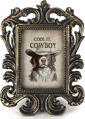 Vintage Cute Raccoon Small Picture Frame, Funny Mini Ornate Photo Frame for TableTop Desk Display Decor, Rustic Retro Baroque Prints Decorations Gifts for Bedroom 1.7x2.5in Photo in Kuwait