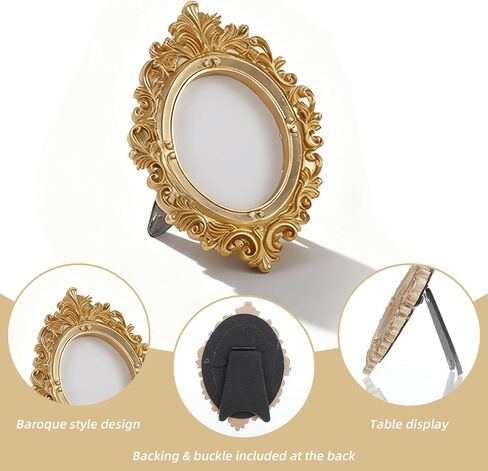 5 Pcs Mini Gold Picture Frames Vintage Set - Baroque Ornate Oval Rectangle Mini Gold Frames Vintage for Table Display, Wedding Party Home Decoration in Saudi Arabia