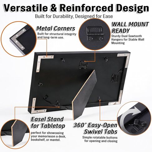 12x6 License Plate Display Frame, Black Solid Wood Frame with Easy-Open Swivel Tabs,Licence Plate Holder with Tabletop & Wall Mount for Collector Gift in Saudi Arabia
