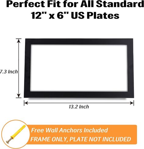 12x6 License Plate Display Frame, Black Solid Wood Frame with Easy-Open Swivel Tabs,Licence Plate Holder with Tabletop & Wall Mount for Collector Gift in Saudi Arabia