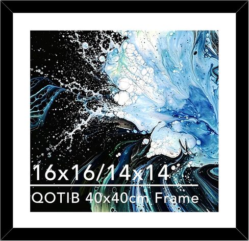 Wood 16x16 Frame Black with 14x14 Mat, for 40 x 40cm Diamond Art Painting, Display Picture 14 x 14 with Mat or 16 x 16 without Mat, Large 40x40 Picture Frame for Wall Hanging, Black, 1 Pack in Saudi Arabia
