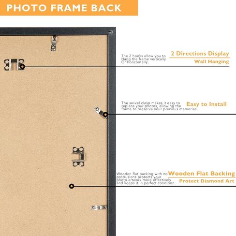 Wood 16x16 Frame Black with 14x14 Mat, for 40 x 40cm Diamond Art Painting, Display Picture 14 x 14 with Mat or 16 x 16 without Mat, Large 40x40 Picture Frame for Wall Hanging, Black, 1 Pack in Saudi Arabia
