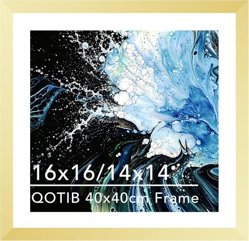 Wood 16x16 Frame Black with 14x14 Mat, for 40 x 40cm Diamond Art Painting, Display Picture 14 x 14 with Mat or 16 x 16 without Mat, Large 40x40 Picture Frame for Wall Hanging, Black, 1 Pack in Saudi Arabia