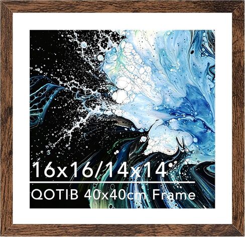 Wood 16x16 Frame Black with 14x14 Mat, for 40 x 40cm Diamond Art Painting, Display Picture 14 x 14 with Mat or 16 x 16 without Mat, Large 40x40 Picture Frame for Wall Hanging, Black, 1 Pack in Saudi Arabia