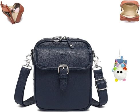Crossbody Leather Bag,Upgraded Fashion Double-Layer Large Capacity Anti Theft Purse,Mini Vintage Leather Bag for Women in Saudi Arabia