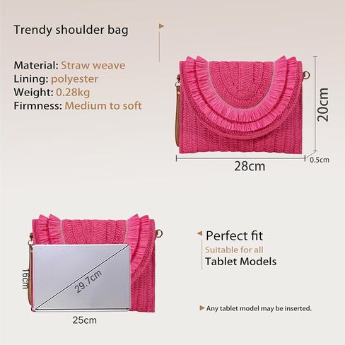 CORIOS Straw Crossbody Bag for Women Handwoven Rattan Purse Bohemian Tote Bag Summer Beach Bag Envelope Clutch Handbag in Kuwait