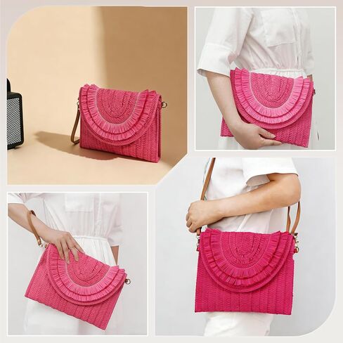CORIOS Straw Crossbody Bag for Women Handwoven Rattan Purse Bohemian Tote Bag Summer Beach Bag Envelope Clutch Handbag in Kuwait