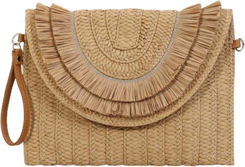 CORIOS Straw Crossbody Bag for Women Handwoven Rattan Purse Bohemian Tote Bag Summer Beach Bag Envelope Clutch Handbag in Kuwait