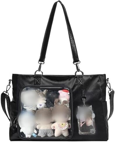 Cute Ita Bag Crossbody Bag, Messenger Bag for Doll anime Pin Display Storage, Kpop Fan Kawaii School Bag Purses, Shoulder Bag with Transparent Insert Display Pocket in Saudi Arabia