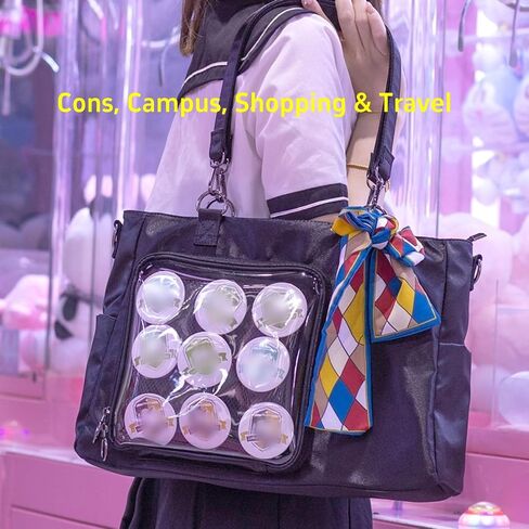 Cute Ita Bag Crossbody Bag, Messenger Bag for Doll anime Pin Display Storage, Kpop Fan Kawaii School Bag Purses, Shoulder Bag with Transparent Insert Display Pocket in Saudi Arabia