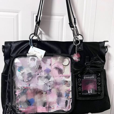 Cute Ita Bag Crossbody Bag, Messenger Bag for Doll anime Pin Display Storage, Kpop Fan Kawaii School Bag Purses, Shoulder Bag with Transparent Insert Display Pocket in Saudi Arabia