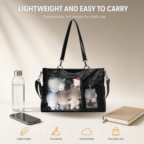 Cute Ita Bag Crossbody Bag, Messenger Bag for Doll anime Pin Display Storage, Kpop Fan Kawaii School Bag Purses, Shoulder Bag with Transparent Insert Display Pocket in Saudi Arabia