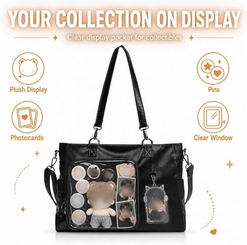 Cute Ita Bag Crossbody Bag, Messenger Bag for Doll anime Pin Display Storage, Kpop Fan Kawaii School Bag Purses, Shoulder Bag with Transparent Insert Display Pocket in Saudi Arabia