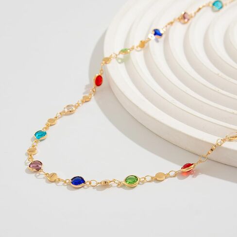 Colorful Crystal Waist Chain for Women, Gold Plated Bezel Set Gemstone Belly Chain, Adjustable Boho Body Chain Jewelry for Jeans, Party, Vacation in Saudi Arabia