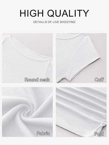 ANRABESS Women's Cap Sleeve Boat Neck Ruched Crop Top, Soft Ribbed Slim Fitted Tee, Going Out Casual Shirt for Summer in Kuwait