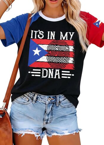 Puerto Rico Shirt for Women Puerto Rican Flag Pride Shirts Vintage Boricua Graphic Tees PR Short Sleeve Tops in Saudi Arabia