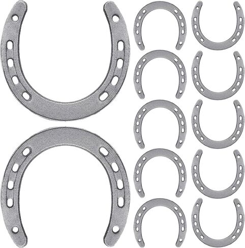 RhenosHpere 12 Pack Cast Iron Horseshoes,Good Lucky Horseshoe for Wall Decor,Horse Shoes Decorations for Cowboy Western Wedding Birthday Party(4.5x4.3 Inch) in Saudi Arabia