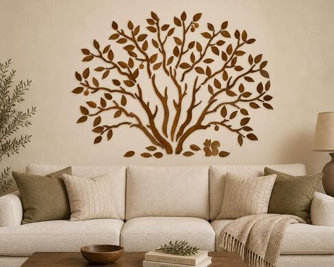 WOODTELLSTORY Large Handmade Solid Wood Oak Tree Wall Art, Tree of Life Wall Decor for Living Room, Bedroom, Office, Yoga Room and Reading Nook, Natural Rustic Wooden Wall Sculpture, 79 x 59 Inch in Saudi Arabia