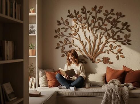 WOODTELLSTORY Large Handmade Solid Wood Oak Tree Wall Art, Tree of Life Wall Decor for Living Room, Bedroom, Office, Yoga Room and Reading Nook, Natural Rustic Wooden Wall Sculpture, 79 x 59 Inch in Saudi Arabia
