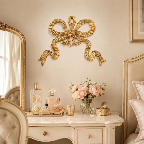 LUOZZY Wall Bowknot Decoration Resin Bowknot Hanging Wall Decor Bow Wall Appliques Golden Bow Wall Art Decor, 16 * 12CM in Kuwait