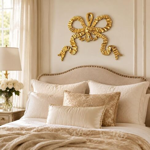 LUOZZY Wall Bowknot Decoration Resin Bowknot Hanging Wall Decor Bow Wall Appliques Golden Bow Wall Art Decor, 16 * 12CM in Kuwait