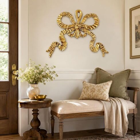 LUOZZY Wall Bowknot Decoration Resin Bowknot Hanging Wall Decor Bow Wall Appliques Golden Bow Wall Art Decor, 16 * 12CM in Kuwait
