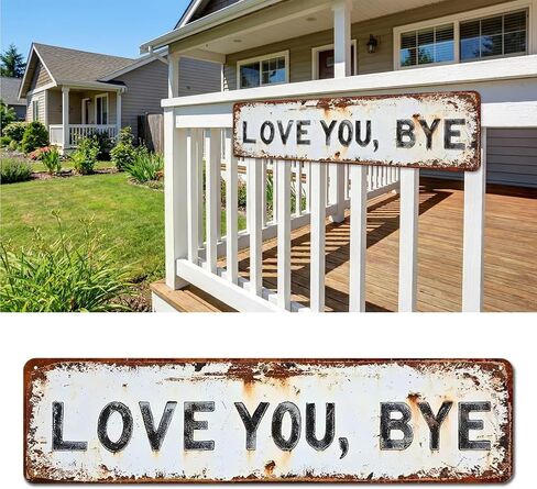 Love You, Bye Vintage Metal Sign,16 X 4 Inch Love You Bye Signs with Distressed Finish for Hallway ，Entryway ，Door，Fence，Wall Decor, Farmhouse Country-Style Hanging Decor (1pack) in Saudi Arabia