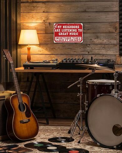 Funny Music Metal Sign My Neighbors Are Listening To Great Music Vintage Sign for Man Cave Patio Home Bar Garage Wall Decor Gifts for Men 12x8 Inch in Kuwait