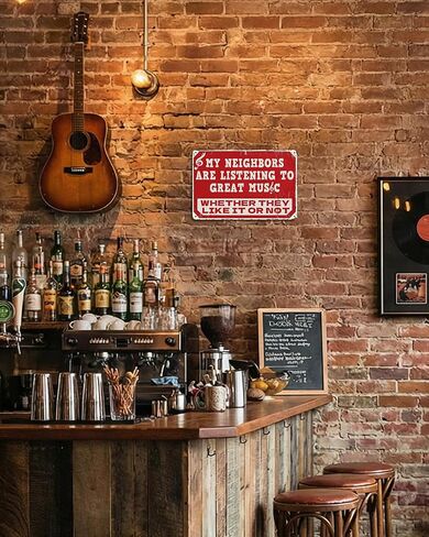 Funny Music Metal Sign My Neighbors Are Listening To Great Music Vintage Sign for Man Cave Patio Home Bar Garage Wall Decor Gifts for Men 12x8 Inch in Kuwait