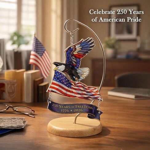 250th Anniversary USA Ornament 1776 –2026, America 250 Eagle Patriotic Tabletop Decoration, 4th of JulyDecorations, Patriotic Gift for Veterans Independence Day in Saudi Arabia