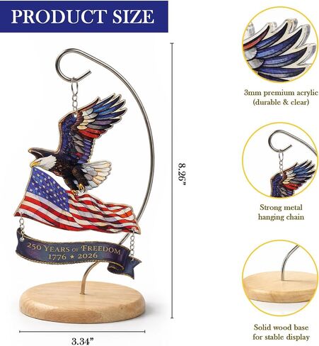 250th Anniversary USA Ornament 1776 –2026, America 250 Eagle Patriotic Tabletop Decoration, 4th of JulyDecorations, Patriotic Gift for Veterans Independence Day in Saudi Arabia