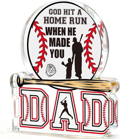 Cool Fathers Day Gift for Dad from Daughter Son Wife, Christian Baseball Acrylic Plaque, Funny Birthday Gift for New Step Bonus Stepped up Daddy Men Father in Law, Best Dad Ever Gifts in Saudi Arabia