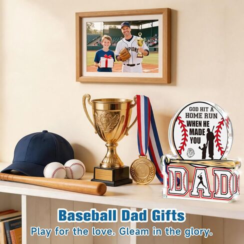 Cool Fathers Day Gift for Dad from Daughter Son Wife, Christian Baseball Acrylic Plaque, Funny Birthday Gift for New Step Bonus Stepped up Daddy Men Father in Law, Best Dad Ever Gifts in Saudi Arabia