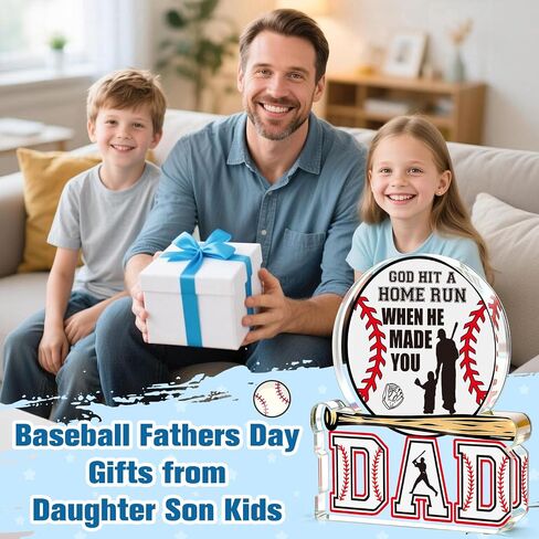 Cool Fathers Day Gift for Dad from Daughter Son Wife, Christian Baseball Acrylic Plaque, Funny Birthday Gift for New Step Bonus Stepped up Daddy Men Father in Law, Best Dad Ever Gifts in Saudi Arabia