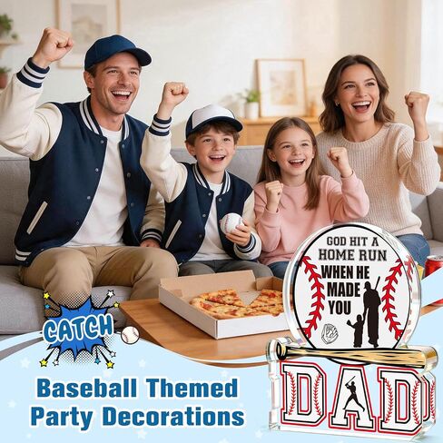 Cool Fathers Day Gift for Dad from Daughter Son Wife, Christian Baseball Acrylic Plaque, Funny Birthday Gift for New Step Bonus Stepped up Daddy Men Father in Law, Best Dad Ever Gifts in Saudi Arabia