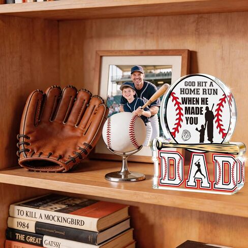 Cool Fathers Day Gift for Dad from Daughter Son Wife, Christian Baseball Acrylic Plaque, Funny Birthday Gift for New Step Bonus Stepped up Daddy Men Father in Law, Best Dad Ever Gifts in Saudi Arabia
