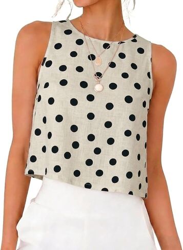 IDEALSANXUN Womens Polka Dot Top Spring Summer Crop Cute Sleeveless Shirts Tank Tops in Kuwait
