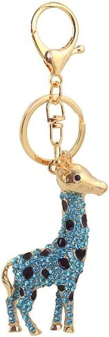 One Pack Cute Animal Giraffe Rhinestone Car Keychain Ring Chain Gift Bag Clasp Holder in Saudi Arabia