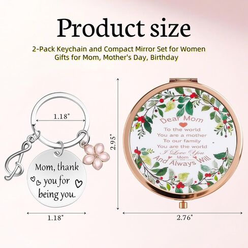 Mother's Day Gift from Daughter Son, 2 pcs Mom Keychain Mother Keyring Mom Birthday Christmas Valentine's Day Gifts in Kuwait